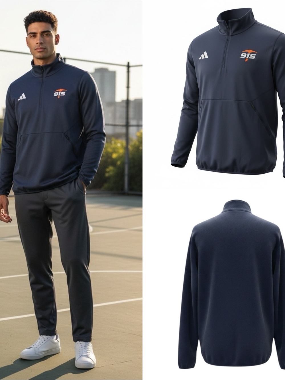 Adidas UTEP Miners Under the Lights 1/4 Zip Jacket NWT L Navy Blue Basketball
